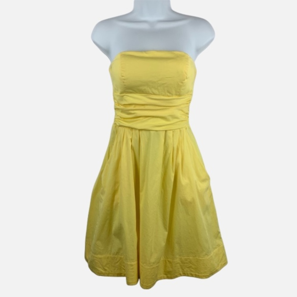 B Darlin Yellow Dress Mini Strapless Tiered Back Zipper with Pockets